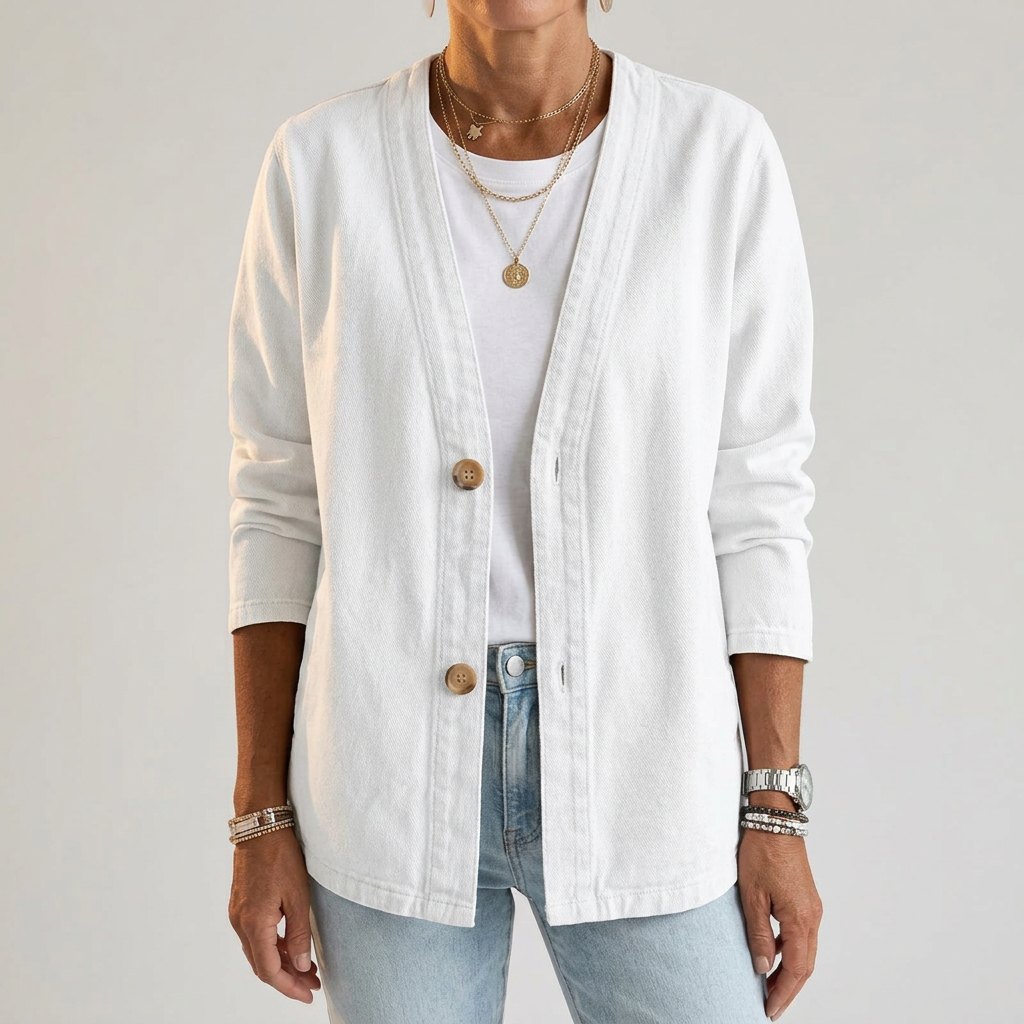 Ailsa Relaxed Denim Cardigan - White