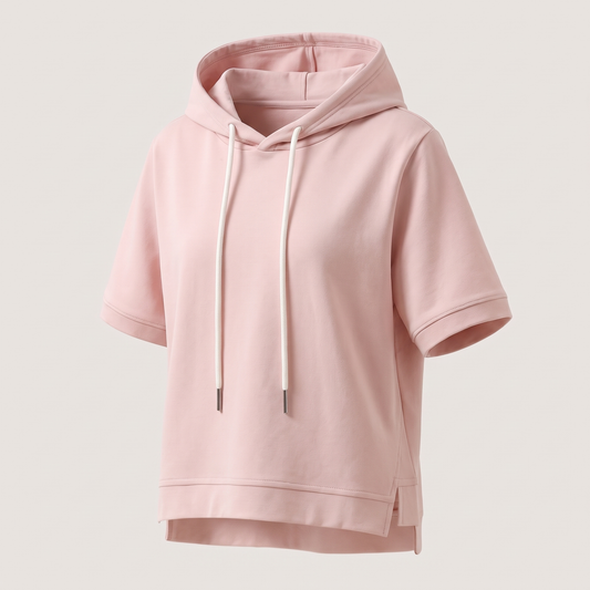 Alison Short Sleeve Hoodie - Pink