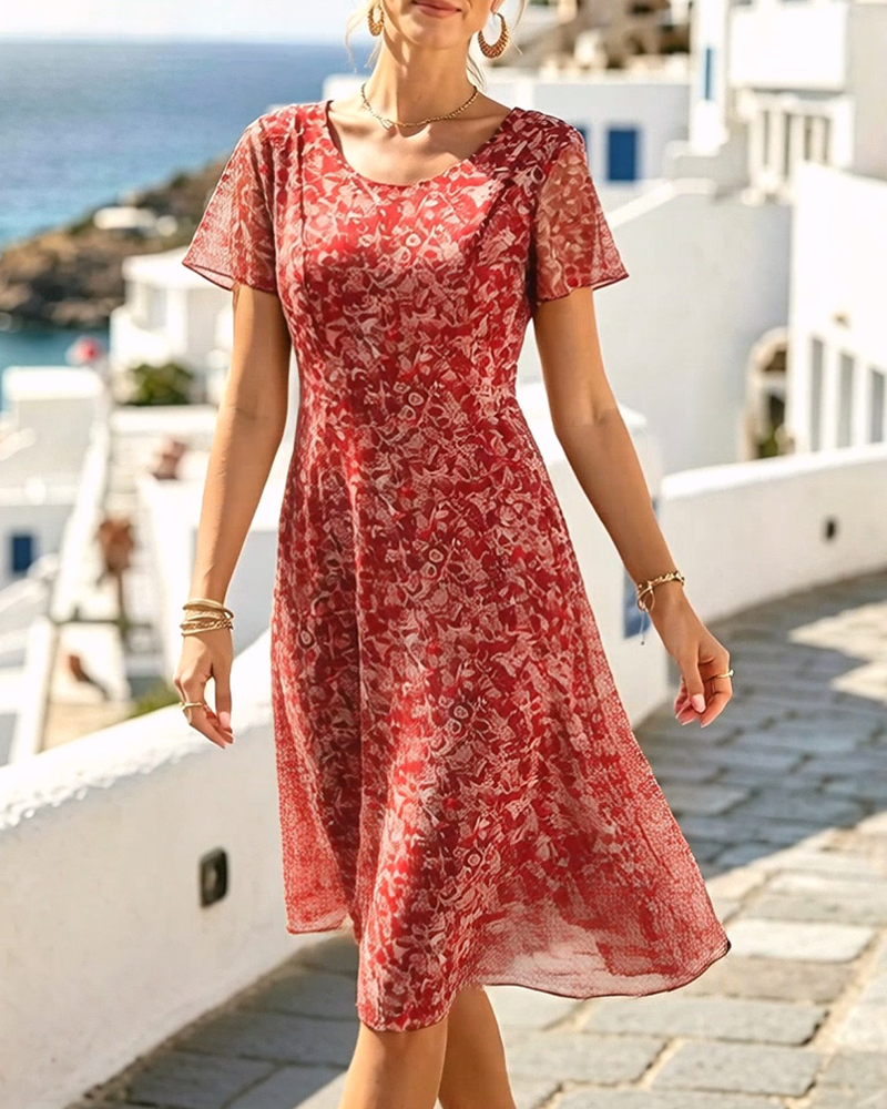 Amara Printed Dress - Red