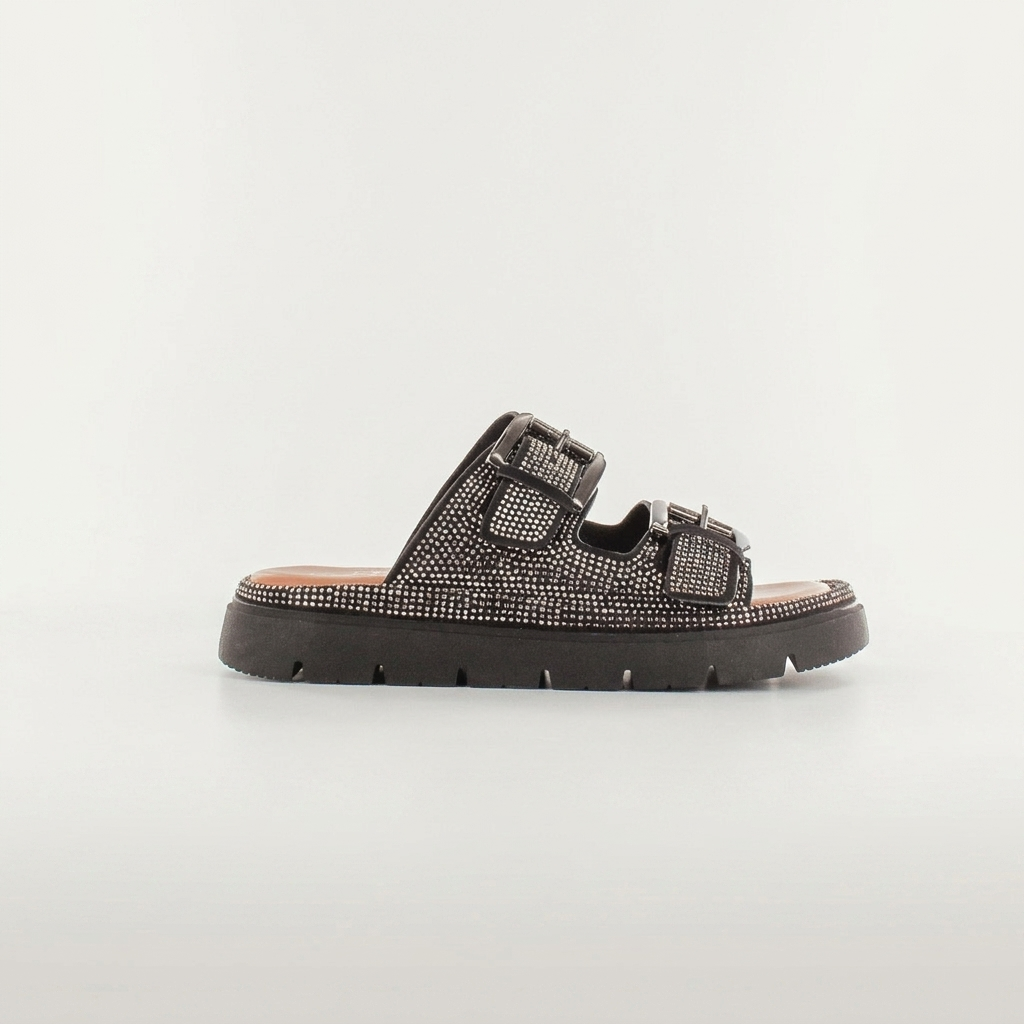 Amersham Cushioned Buckle Sandals - Black