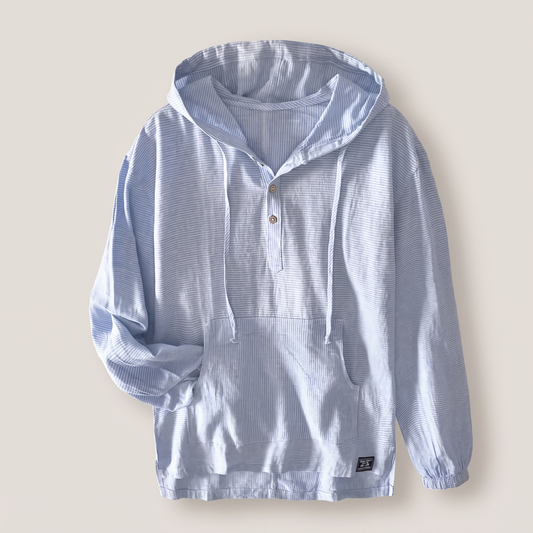 Andora Linen Hoodie - Blue