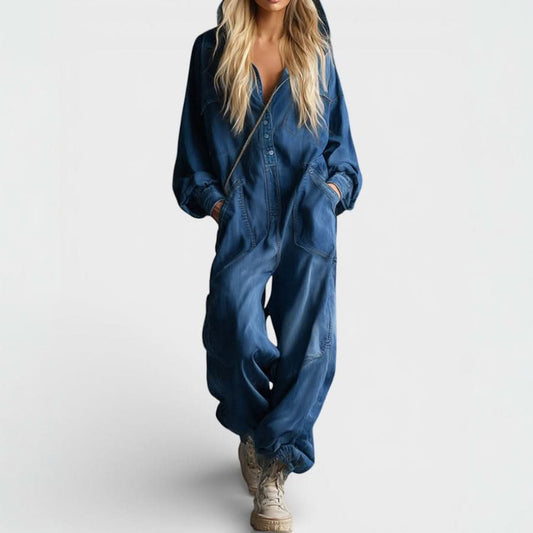 Arlena Comfort Hooded Jumpsuit - Navy Blue