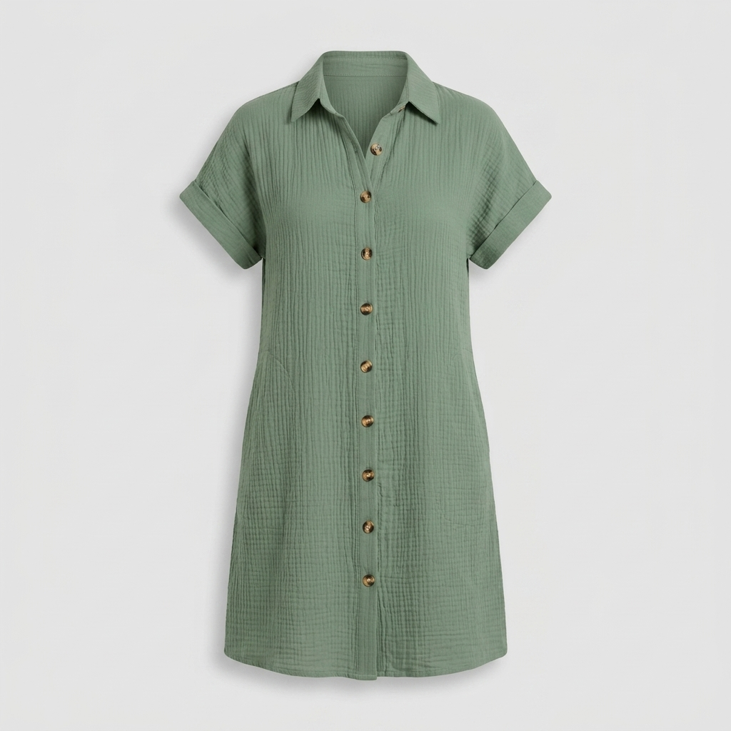 Avenleigh Buttoned Shirt Dress - Green