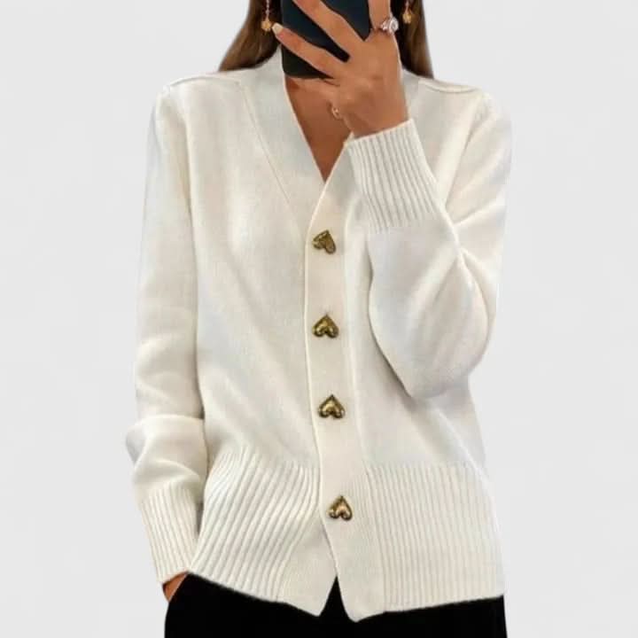 Bella Elegant Knit Cardigan - White