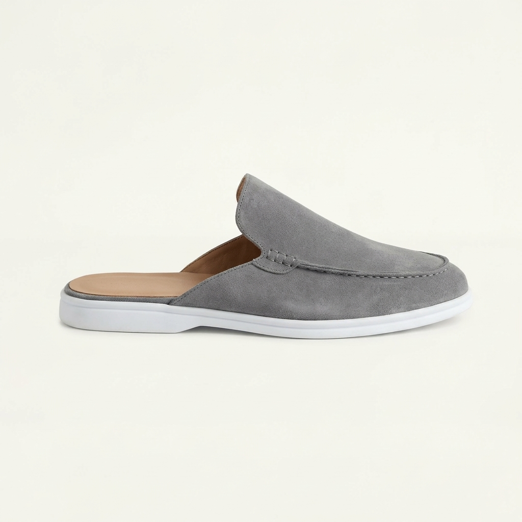 Brackenleigh Suede-Look Backless Loafers - Grey