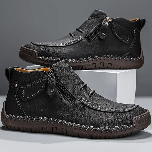Camden Comfort Leather-Look Trainers - Black