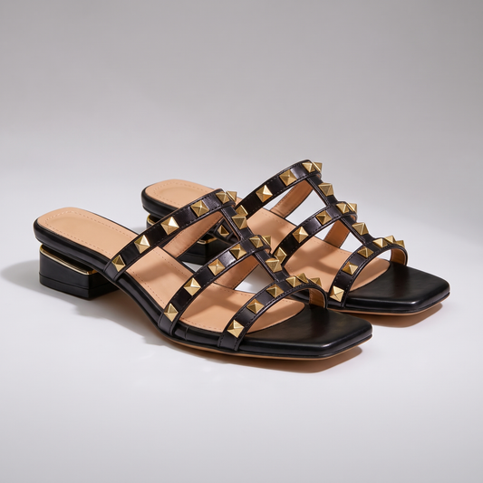 Carter Modern Studded Sandals - Black