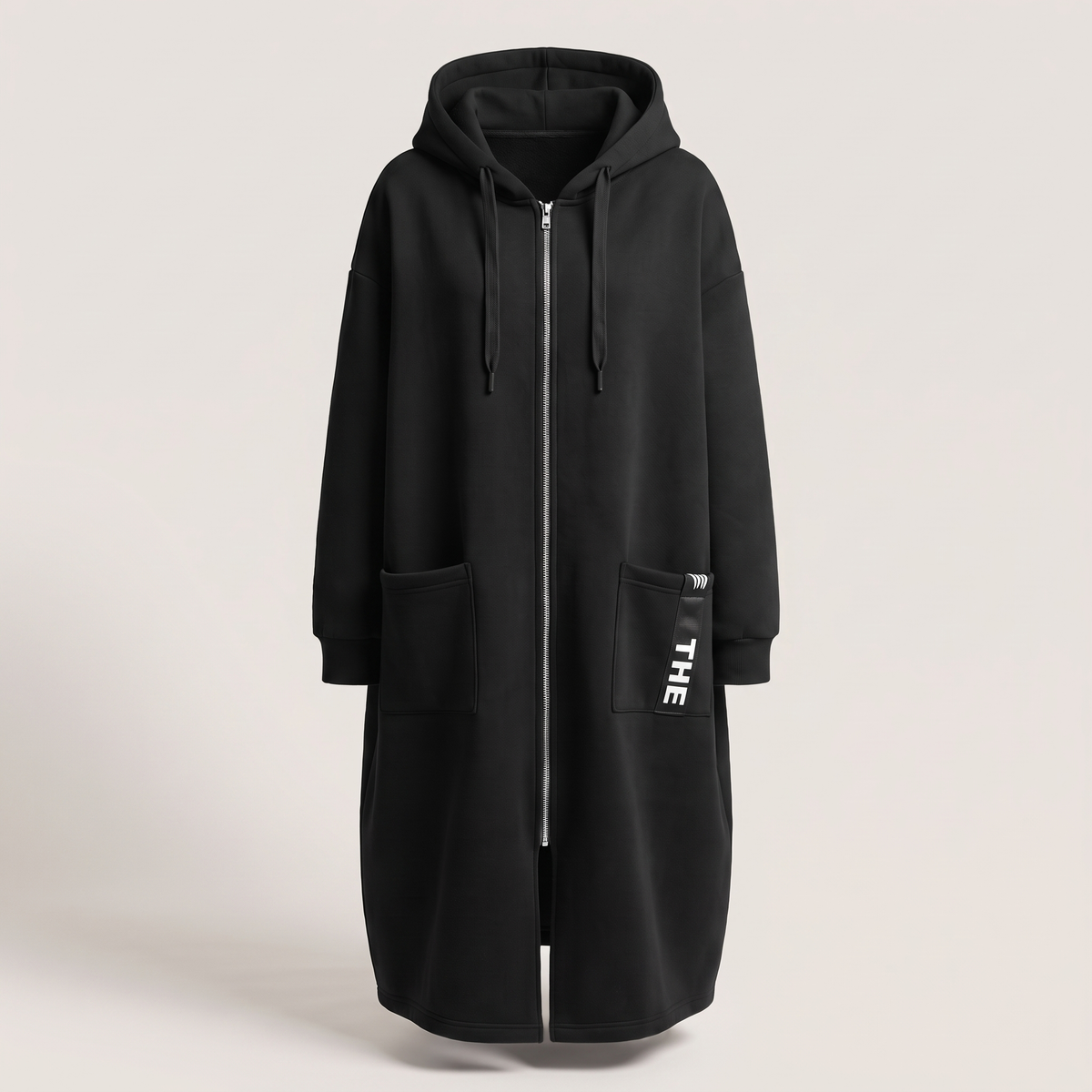 Casual Luxe Hooded Sweatshirt Coat - Black