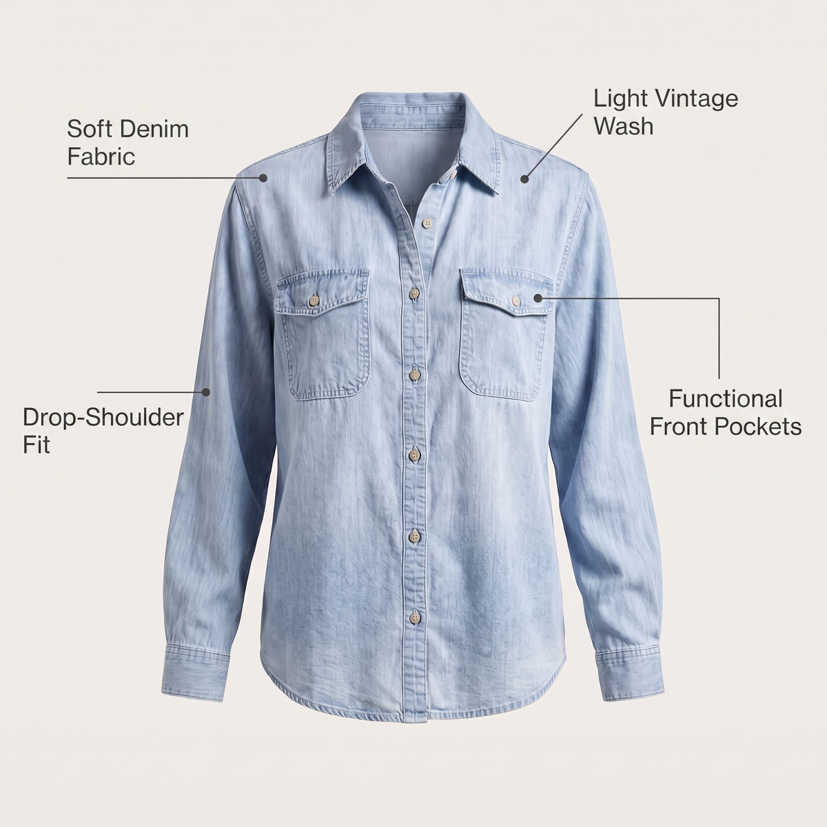 Celeste Button Denim Top