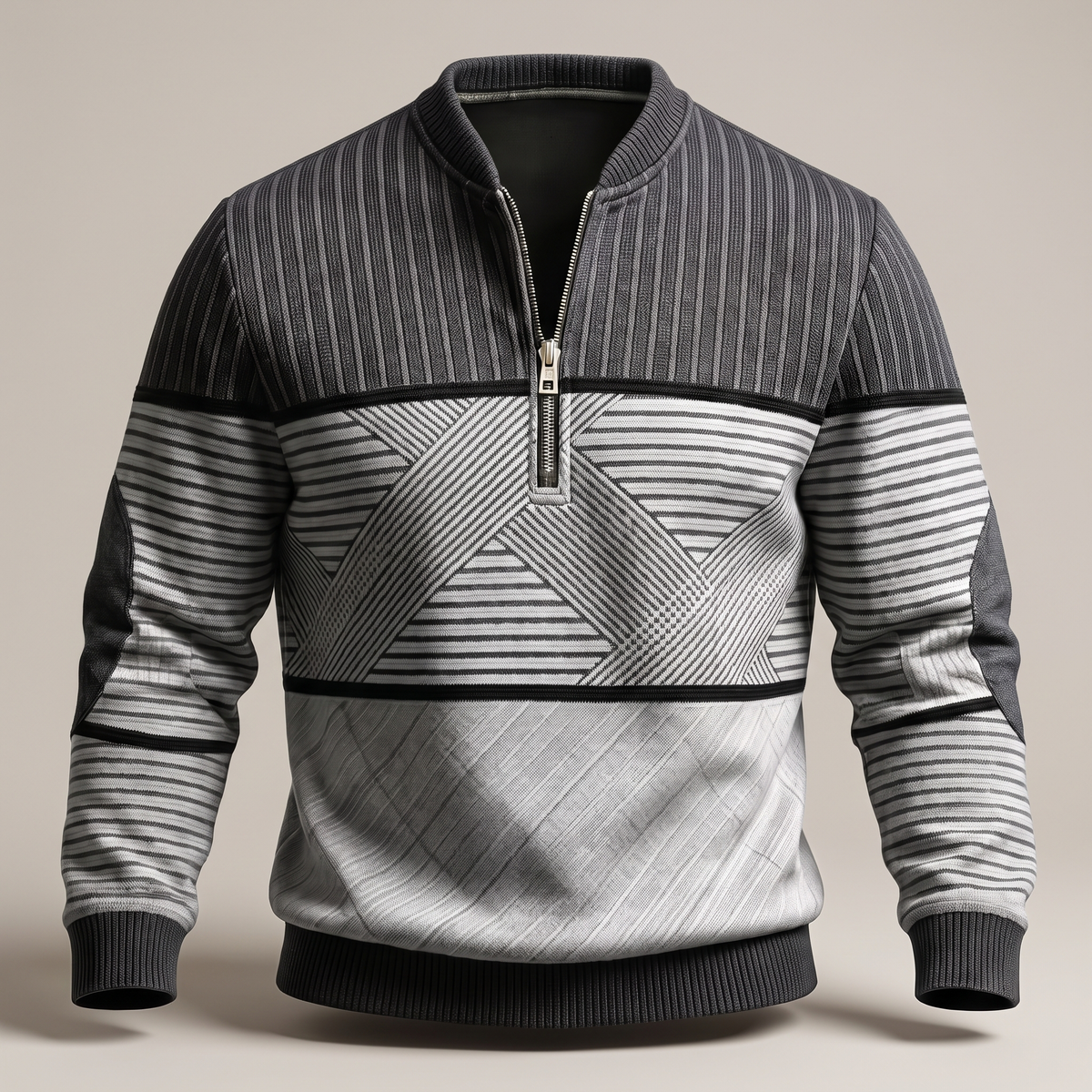 Classic Layer Half Zip Sweater - Grey