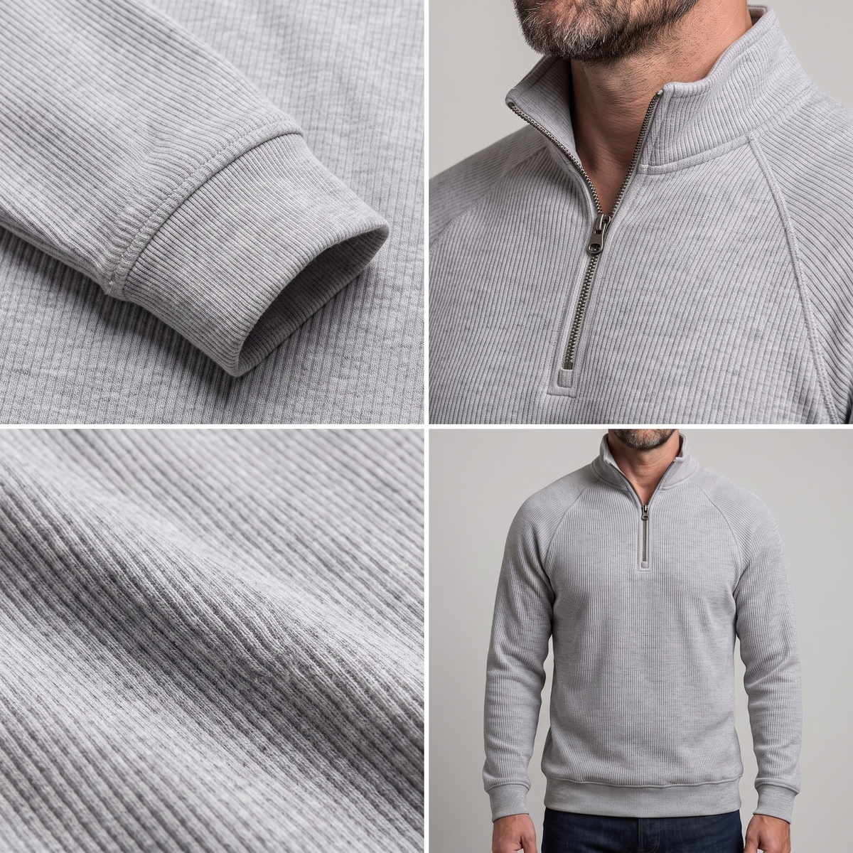 Classic Ribbed Half Zip Jumper
