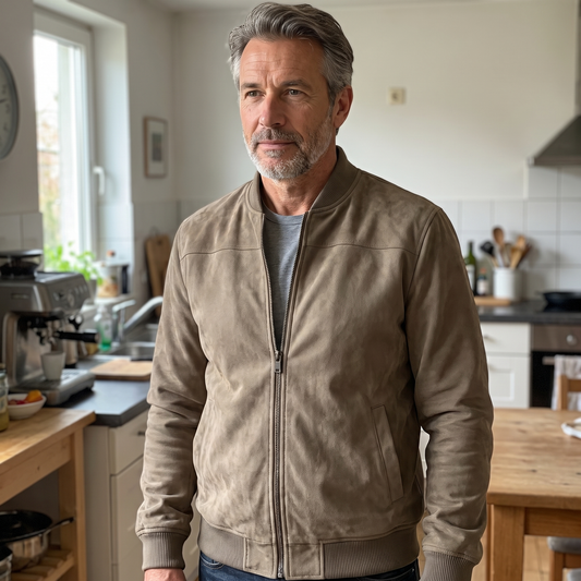 Classic Suede-Look Zip Bomber