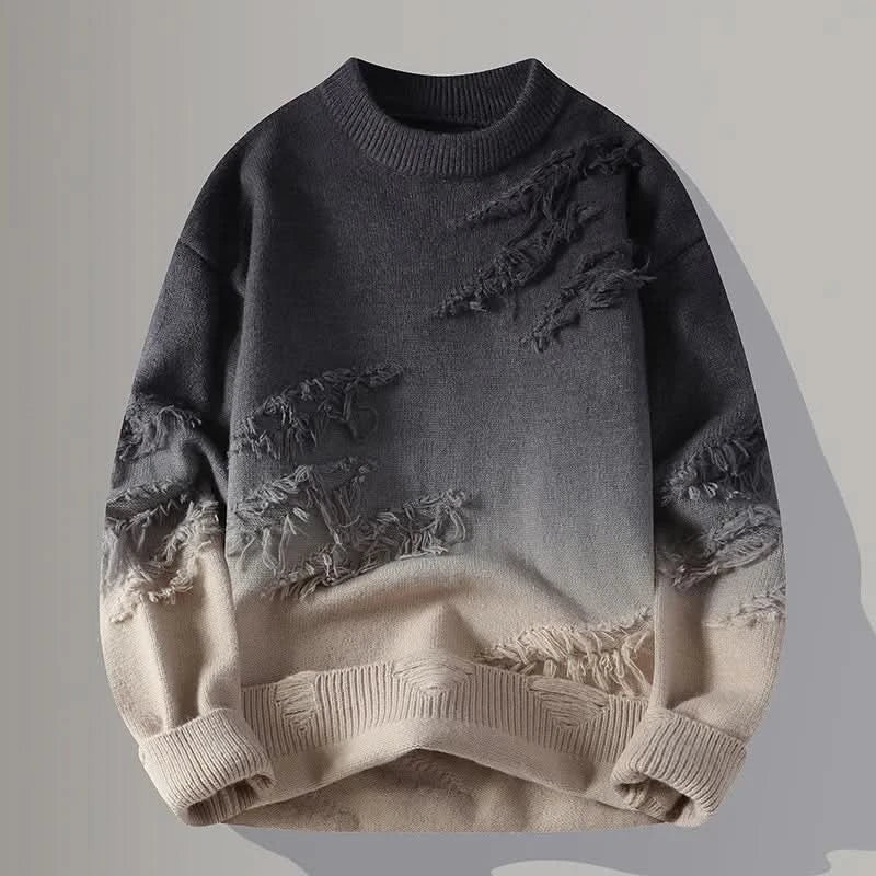 Corvin Distressed Pullover - Black / Brown