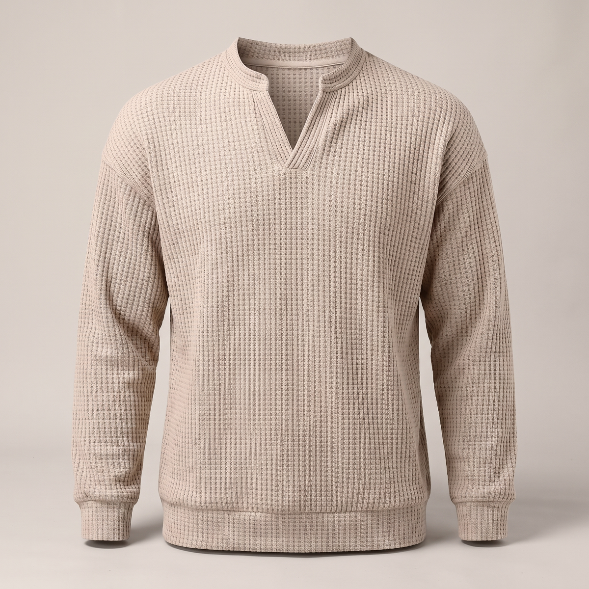 Cosy Layer Waffle Top - Apricot