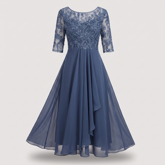 Elara Soft Flow Chiffon Dress - Blue