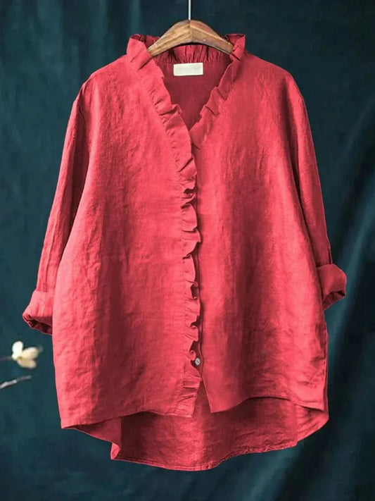 Eline Linen Blouse - Red