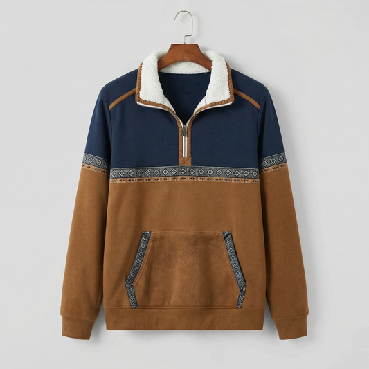Elira Comfort Zip Jumper - Navy Brown