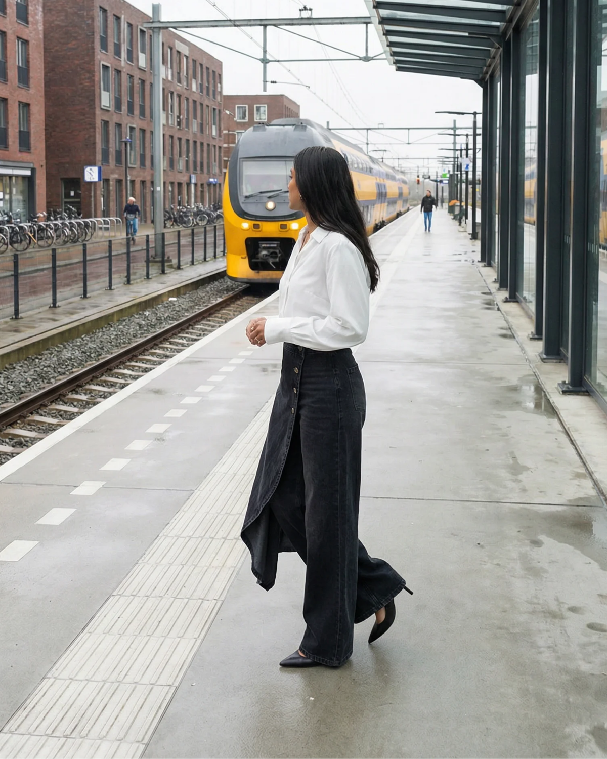 Elvoria Wrap-Style Denim Jeans