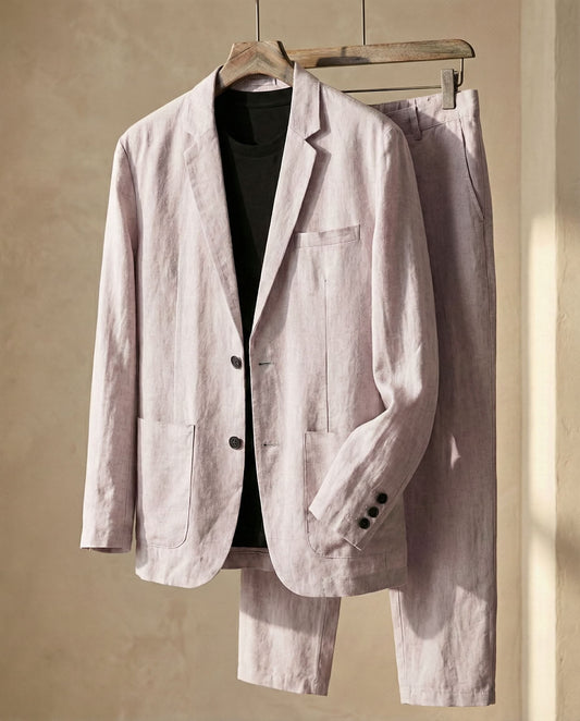 Enzo Refined Linen Suit - Light Purple