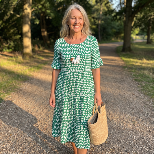 Everlark Short-Sleeve Midi Dress