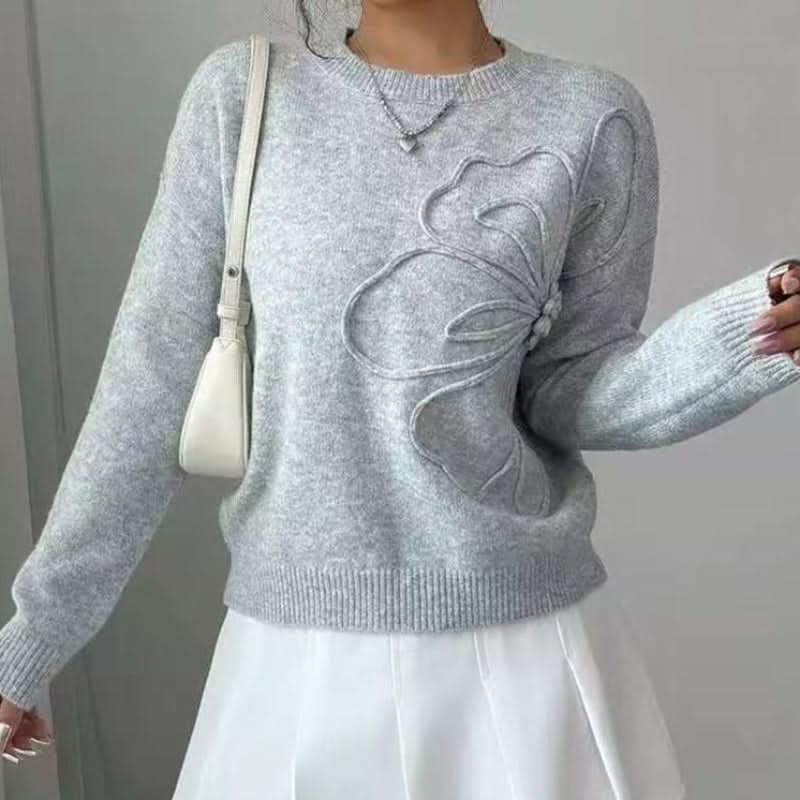 Flora Line Sweater - Light Grey
