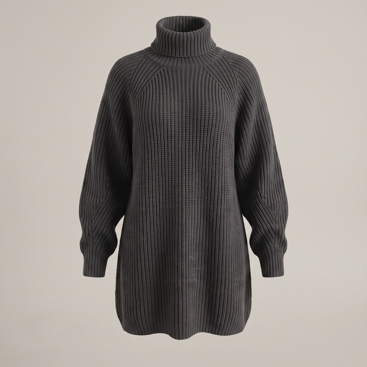 Floriana Cosy Roll-Neck Dress - Dark Grey