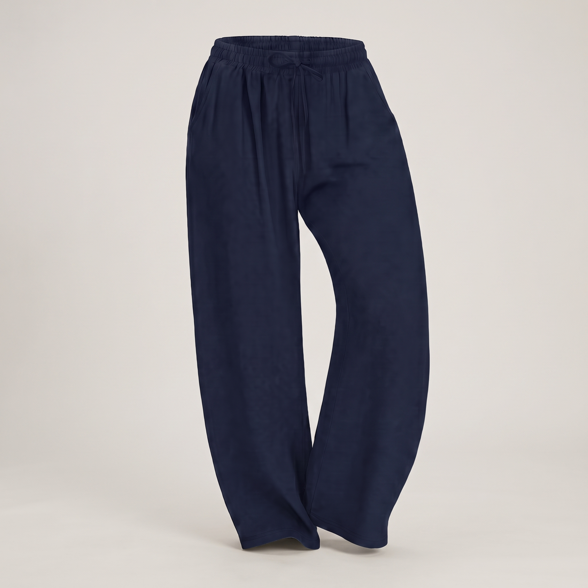 Freya High-Waist Wide-Leg Trousers - Navy Blue