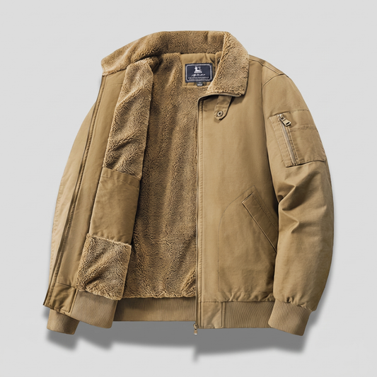 Graham Fleece Bomber Jacket - Khaki