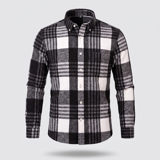 Grayson Cotton Flannel Shirt - Black