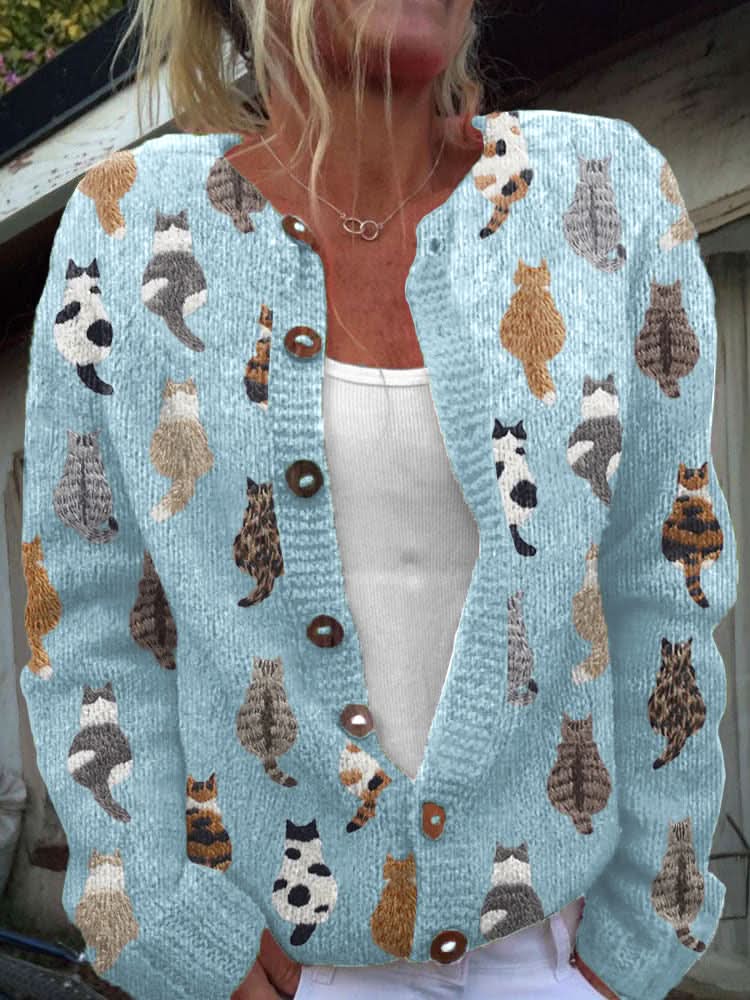 Harper Whisker Knit Cardigan - Blue