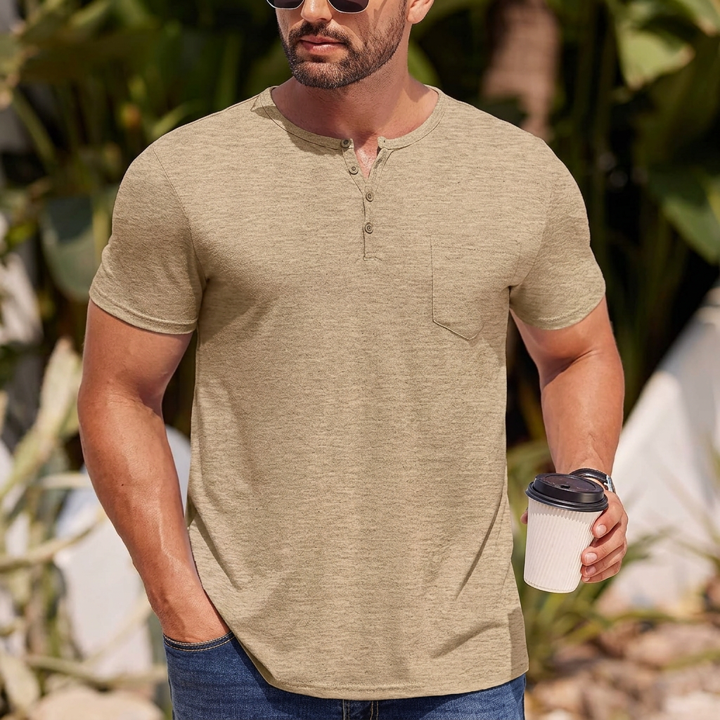 Hathersby Pocket Henley Tee - Beige