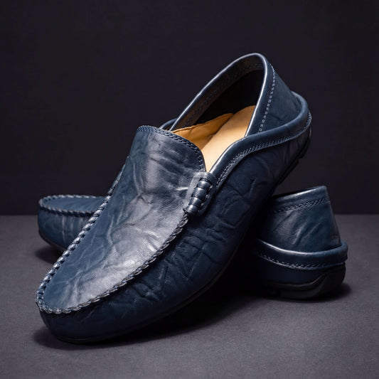Henry Leather-Look Loafers - Navy