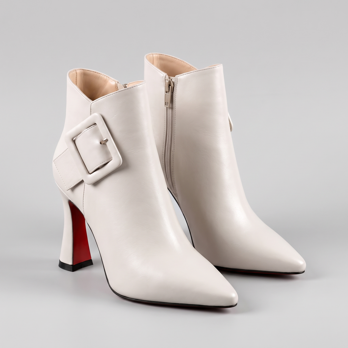 Isabelle Strap Detail Boots - Ivory