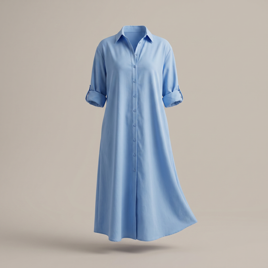 Ivy Button Dress - Blue