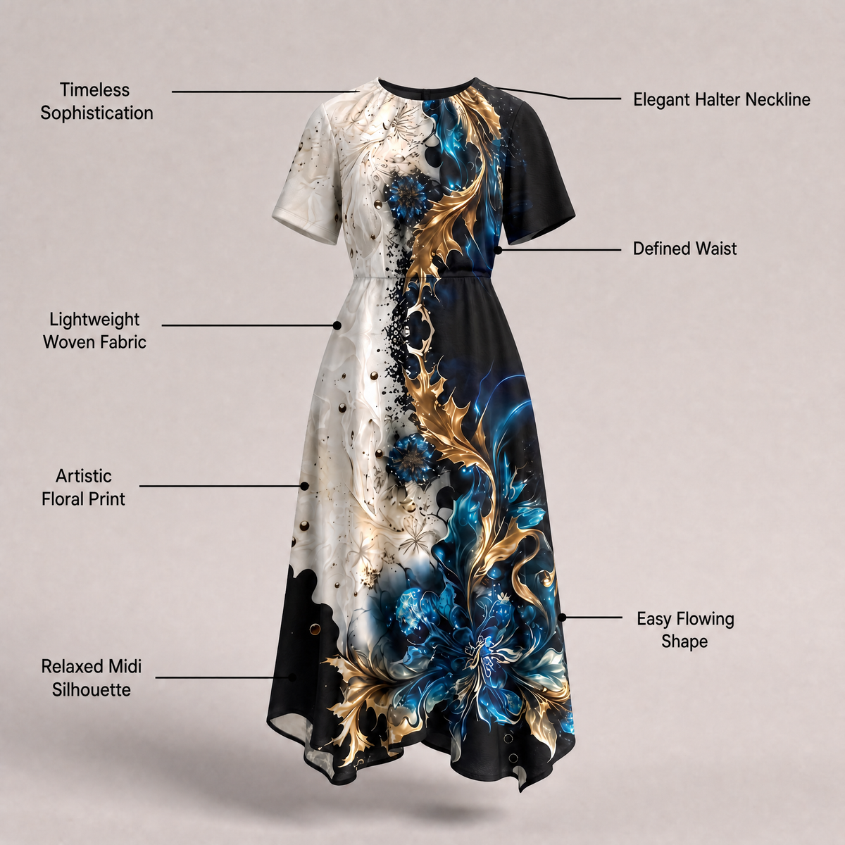 Leandria Relaxed Floral Midi Dress