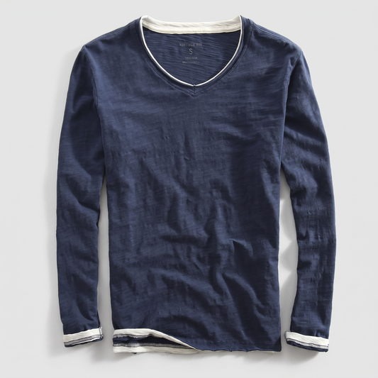 Lennox Cotton Shirt - Navy Blue