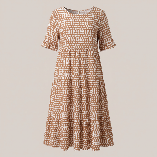 Livia Elegant Midi Dress - Brown