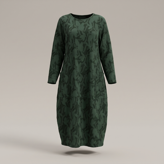 Lunessa Elegant Winter Dress - Green