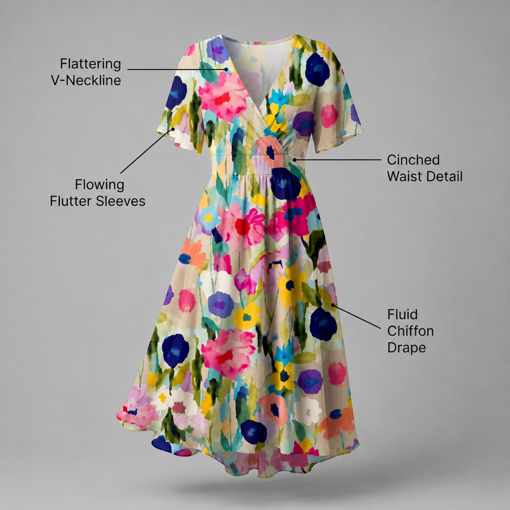 Luneth Fluid V Dress