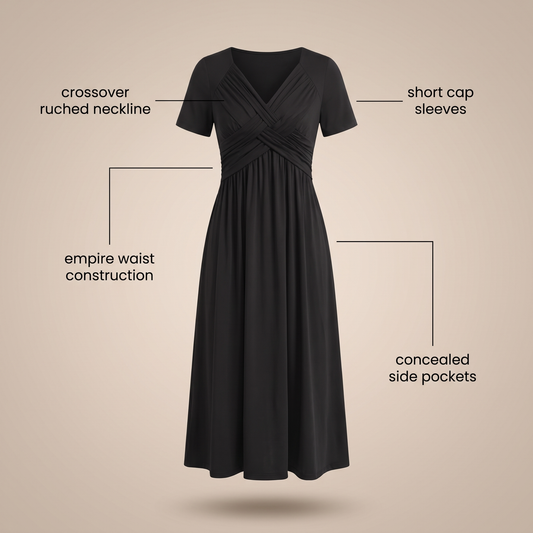 Marabelle Crossover Pocket Midi Dress