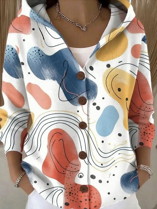 Noira Textured Art Cardigan - Abstract White