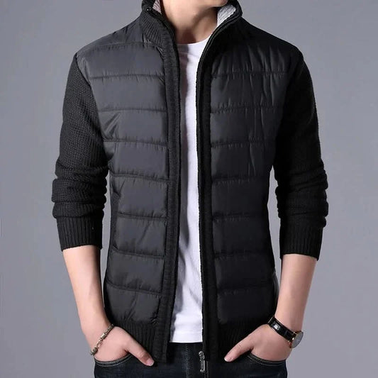 Quilted Knit Hybrid Jacket - All Black