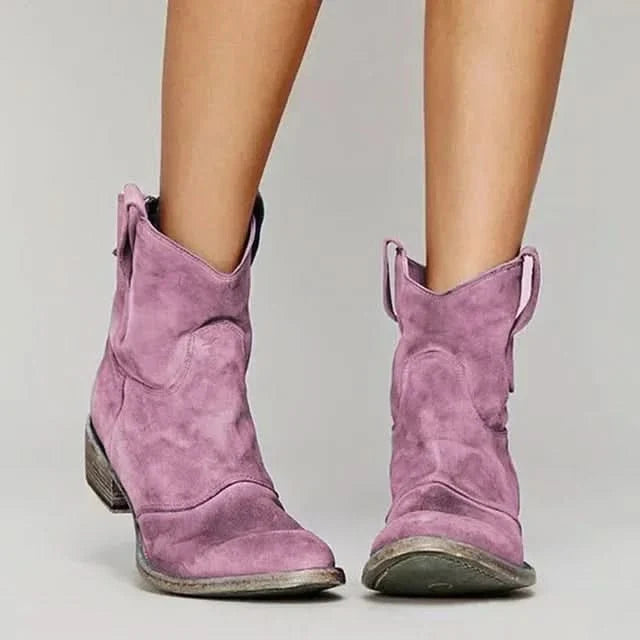 Paloma Vintage Western Ankle Boots - Pink