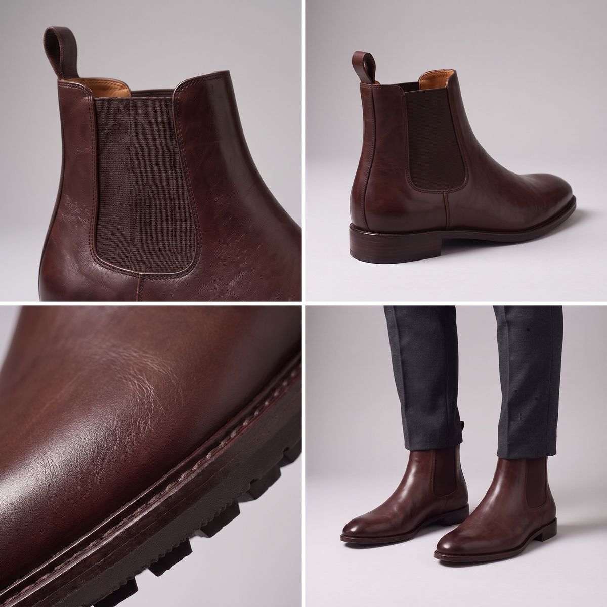 Polished Leather-Look Chelsea Boots