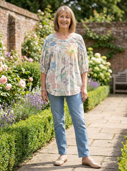 Primrose Floral Appliqué Blouse
