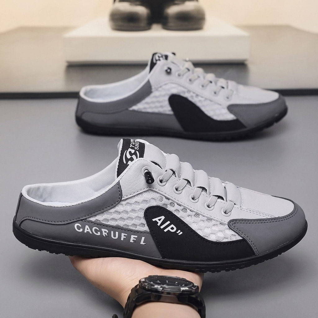 Radbourne Soft-Sole Slip-On Mules - White Grey