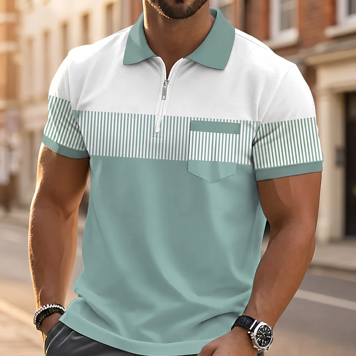 Radmere Zip-Collar Polo Shirt - Green