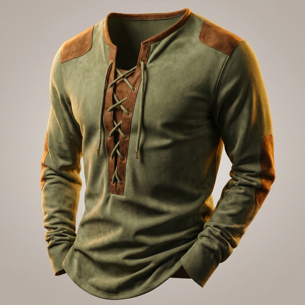 Ravenshaw Vintage Lace-Up Shirt - Pine Green