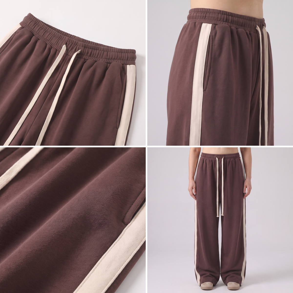 Relaxed Wide Leg Track Trousers