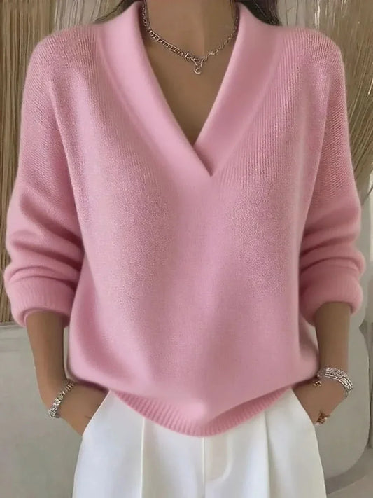 Rosemere Relaxed V-Neck Knit - Pink